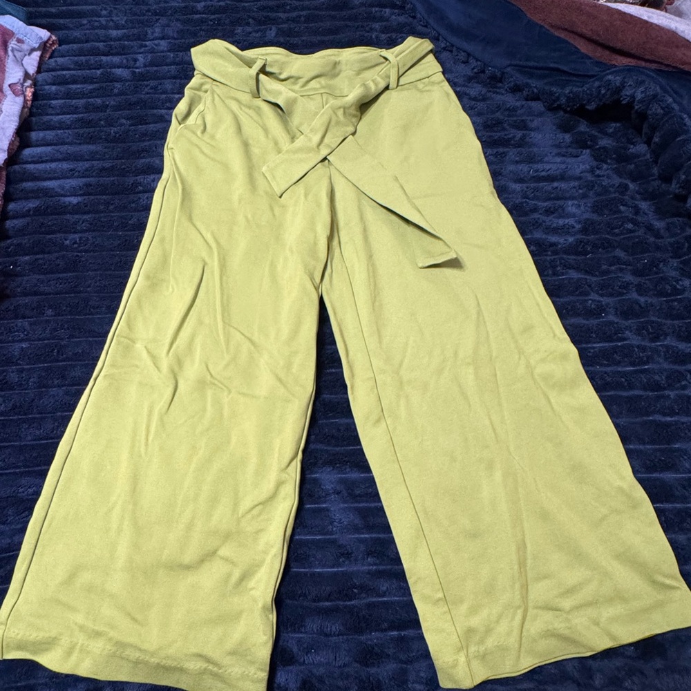 Jules & Leopold Green Wide Leg Pants with High Waist